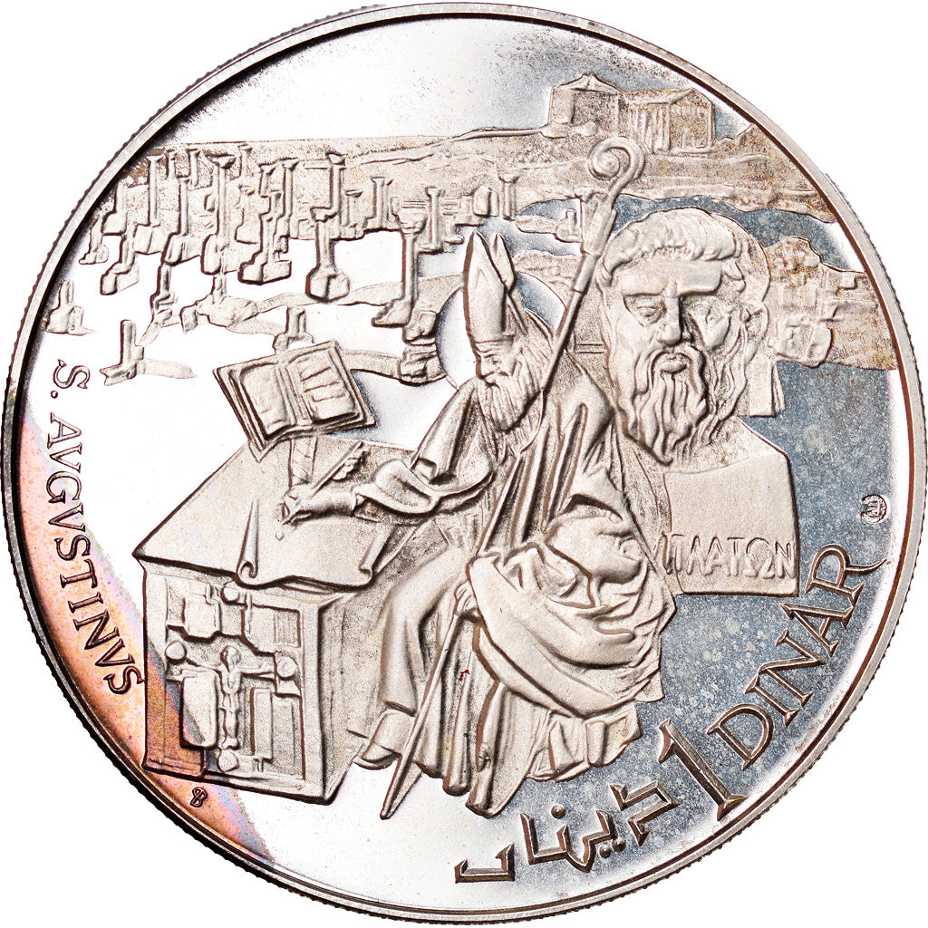 Moneda, Túnez, Dinar, 1969, Franklin Mint, Franklin Center, PA, FDC, Plata