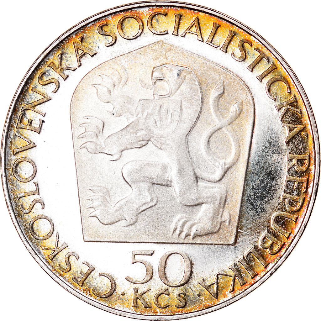 Coin, Czechoslovakia, 50 Korun, 1970, Proof, MS(65-70), Silver, KM:70
