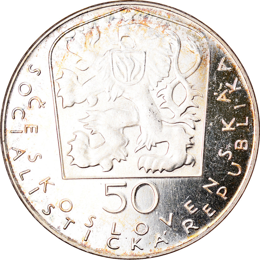 Coin, Czechoslovakia, 50 Korun, 1971, Proof, MS(65-70), Silver, KM:72