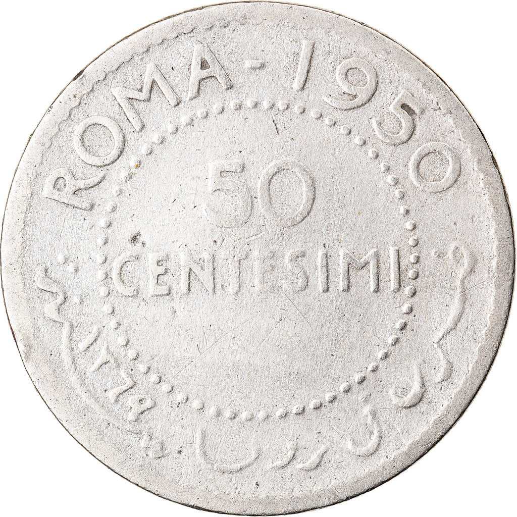 Coin, Somalia, 50 Centesimi, 1950, VF(20-25), Silver, KM:4