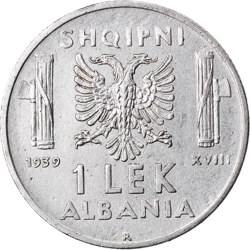 Moneta, Albania, Vittorio Emanuele III, Lek, 1939, Rome, BB+, Acciaio