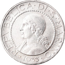 Moneta, San Marino, 5 Lire, 1933, Rome, AU(50-53), Srebro, KM:9