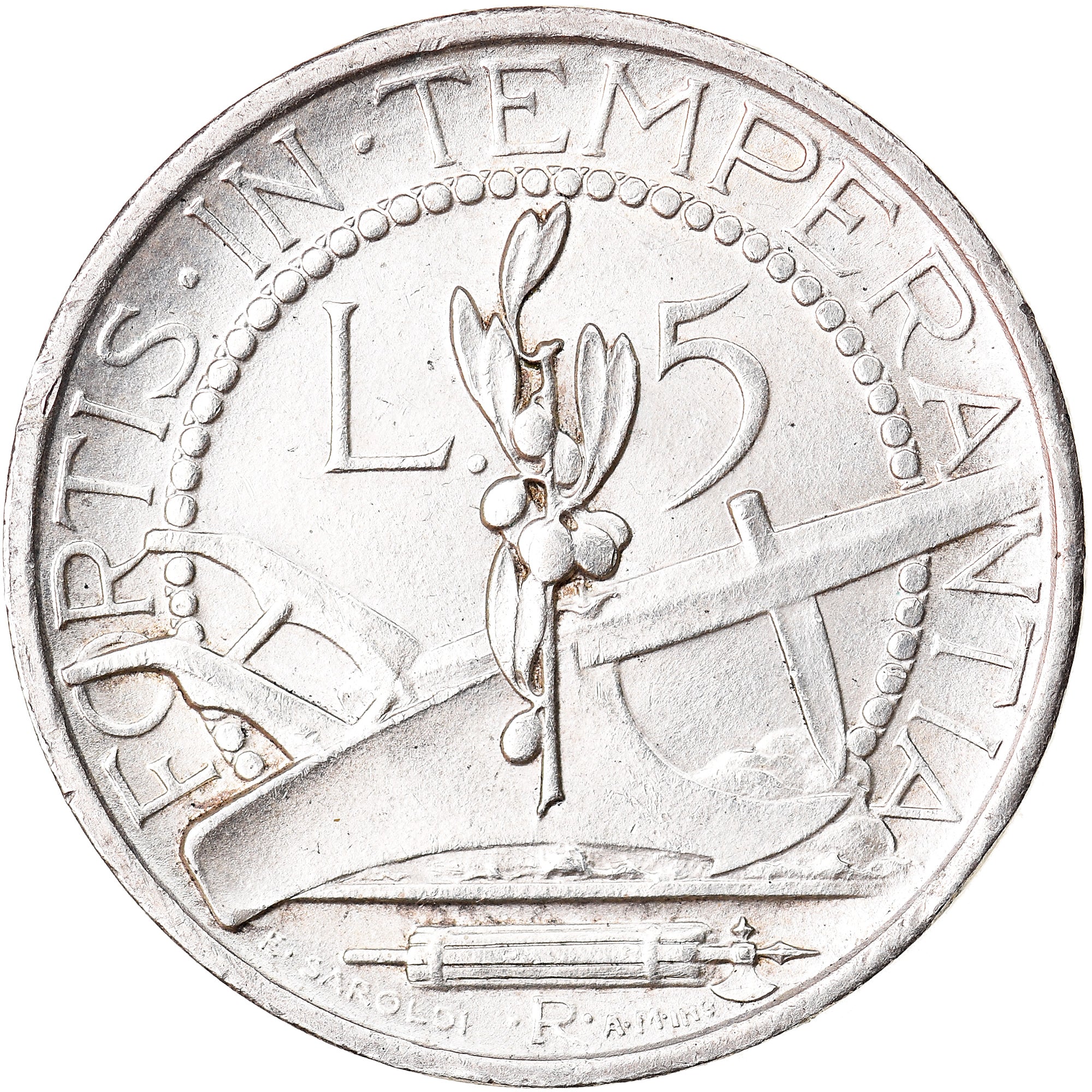Moneta, San Marino, 5 Lire, 1933, Rome, AU(50-53), Srebro, KM:9
