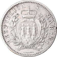 Coin, San Marino, Lira, 1898, Rome, EF(40-45), Silver, KM:4