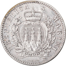 Coin, San Marino, Lira, 1898, Rome, EF(40-45), Silver, KM:4