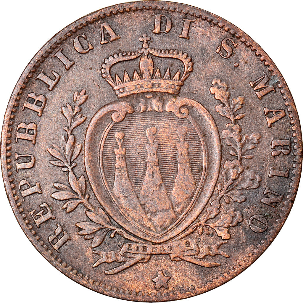 Coin, San Marino, 5 Centesimi, 1894, Rome, EF(40-45), Copper, KM:1