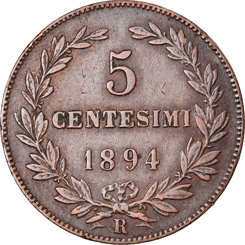 Moneda, San Marino, 5 Centesimi, 1894, Rome, MBC, Cobre, KM:1