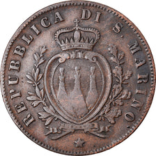 Coin, San Marino, 5 Centesimi, 1869, Milan, VF(20-25), Copper, KM:1