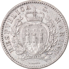Coin, San Marino, Lira, 1906, Rome, EF(40-45), Silver, KM:4