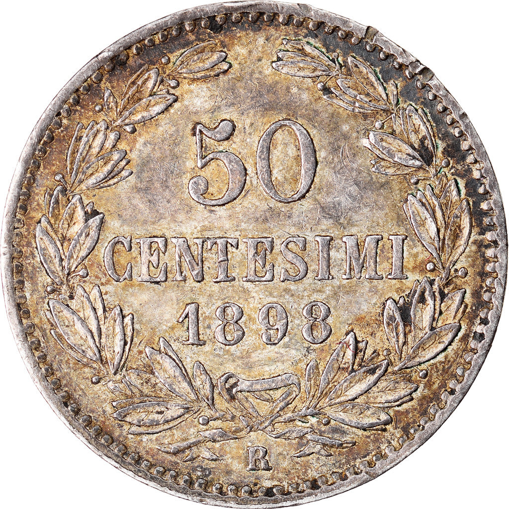 Coin, San Marino, 50 Centesimi, 1898, Rome, AU(55-58), Silver, KM:3