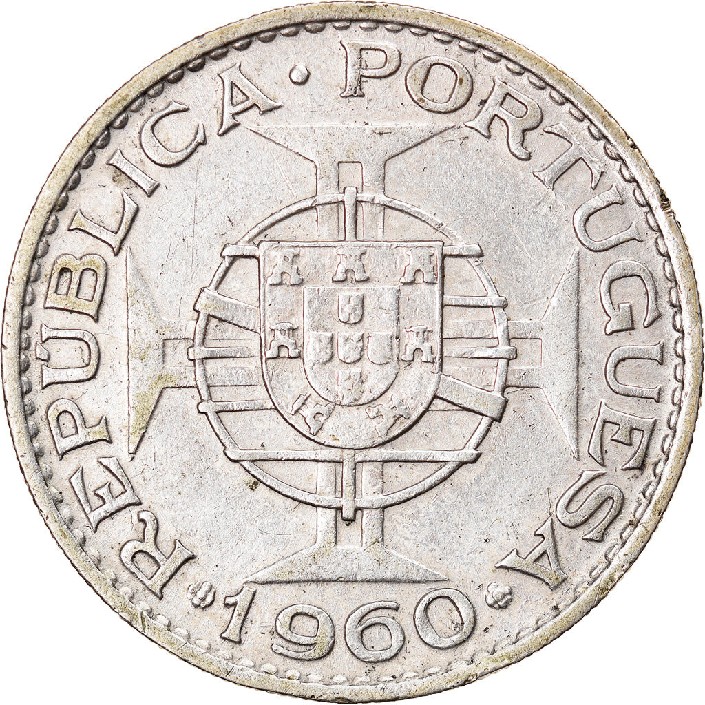 Coin, Mozambique, 20 Escudos, 1960, AU(50-53), Silver, KM:80
