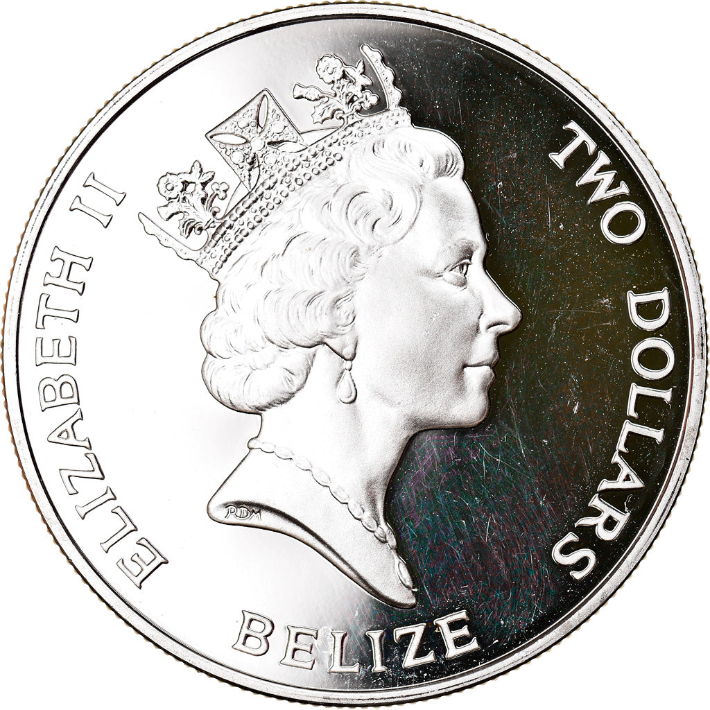 Moneta, Belize, 2 Dollars, 1993, Franklin Mint, MS(65-70), Srebro, KM:119