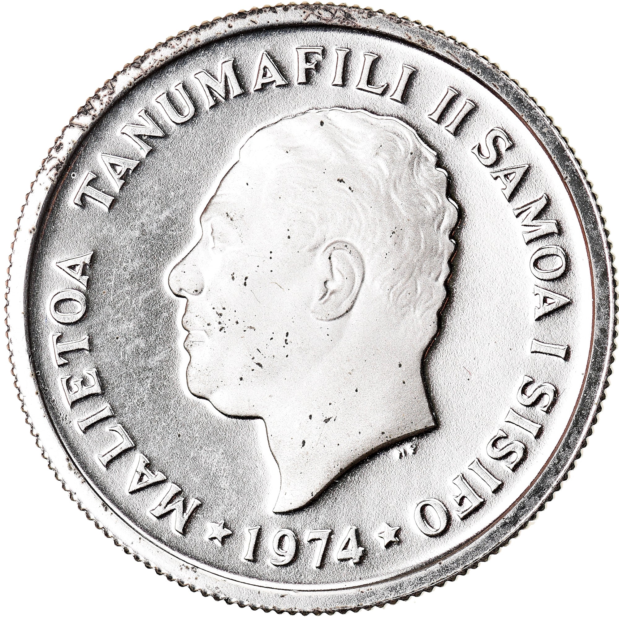 Coin, Samoa, 5 Sene, 1974, MS(65-70), Silver, KM:14A
