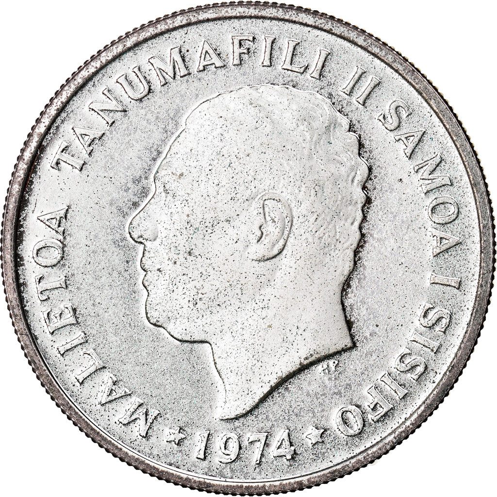 Moeda, Samoa, 10 Sene, 1974, MS(65-70), Prata, KM:15a