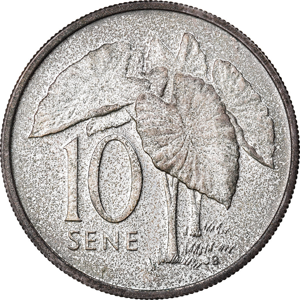 Moeda, Samoa, 10 Sene, 1974, MS(65-70), Prata, KM:15a