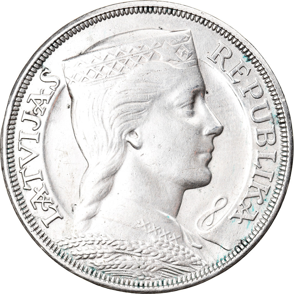 Coin, Latvia, 5 Lati, 1931, EF(40-45), Silver, KM:9