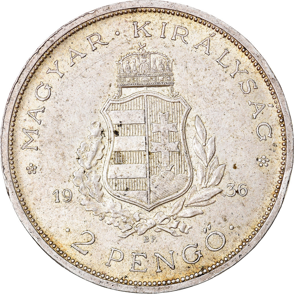 Coin, Hungary, 2 Pengö, 1936, Budapest, MS(63), Silver, KM:515