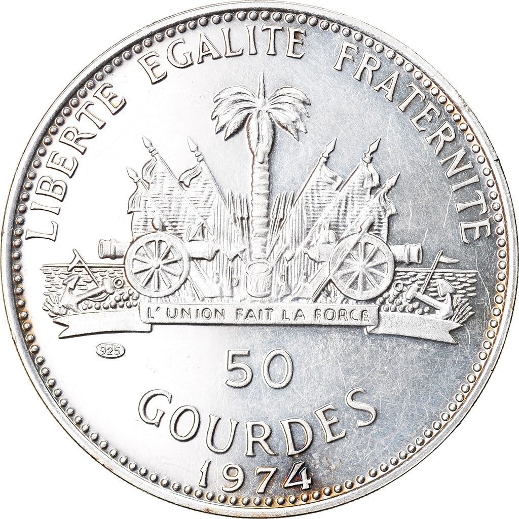 Coin, Haiti, 50 Gourdes, 1974, MS(63), Silver, KM:113.2