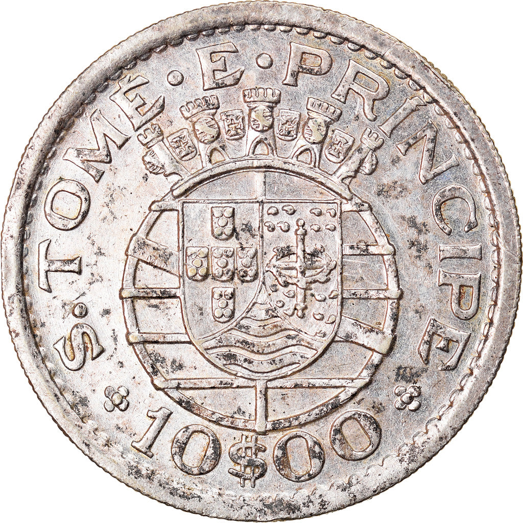 Coin, SAINT THOMAS & PRINCE ISLAND, 10 Escudos, 1951, EF(40-45), Silver, KM:14