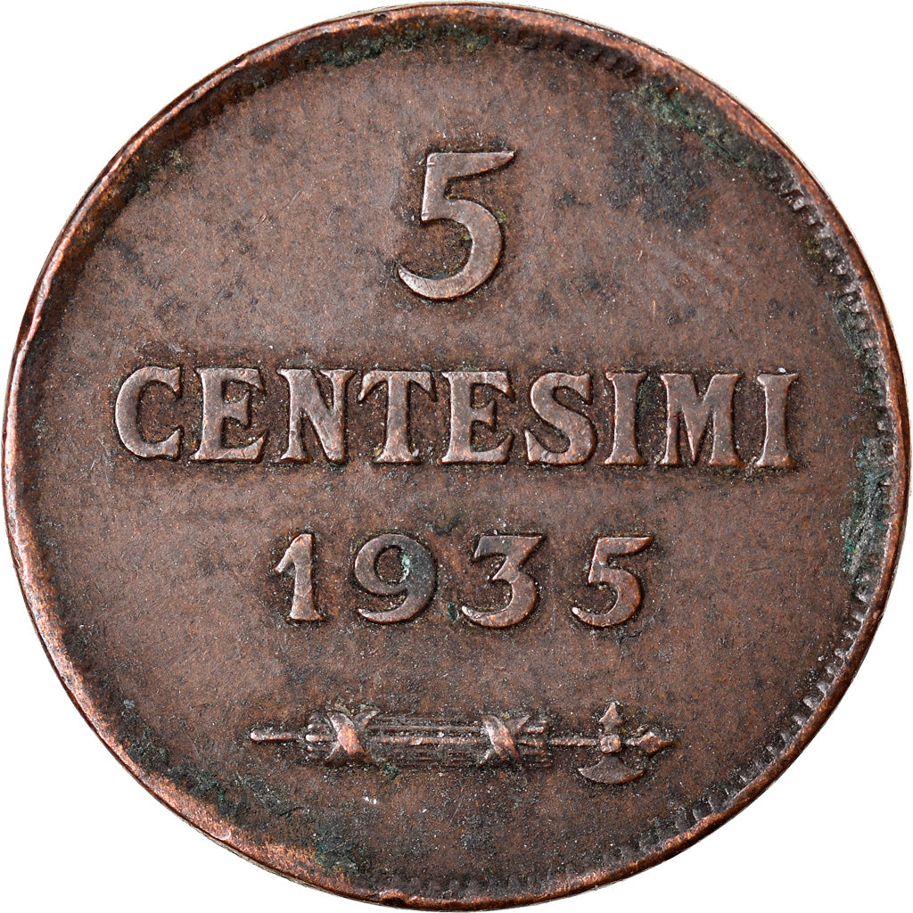 Coin, San Marino, 5 Centesimi, 1935, Rome, EF(40-45), Bronze, KM:12