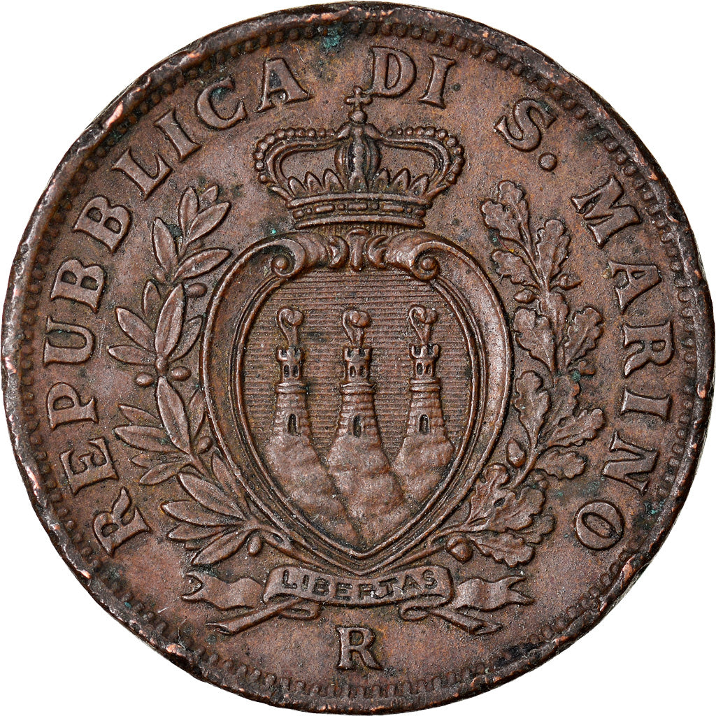 Moeda, San Marino, 10 Centesimi, 1935, Rome, EF(40-45), Bronze, KM:13