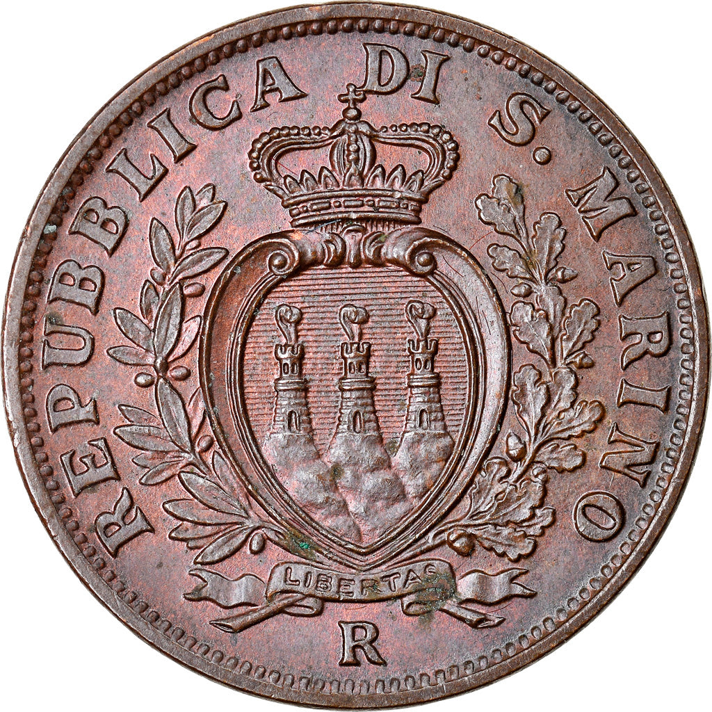 Coin, San Marino, 10 Centesimi, 1936, Rome, MS(60-62), Bronze, KM:13