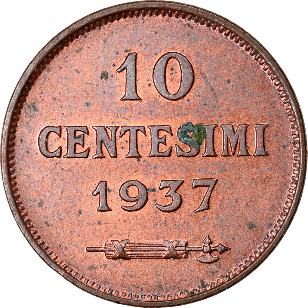 Moneda, San Marino, 10 Centesimi, 1937, Rome, SC, Bronce, KM:13