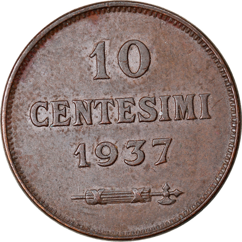 Moneda, San Marino, 10 Centesimi, 1937, Rome, SC, Bronce, KM:13