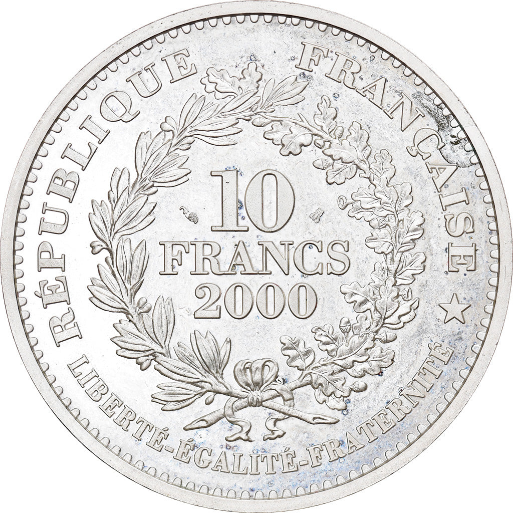 France, 10 Francs, 2000, Paris, MS(65-70), Silver, KM:1400