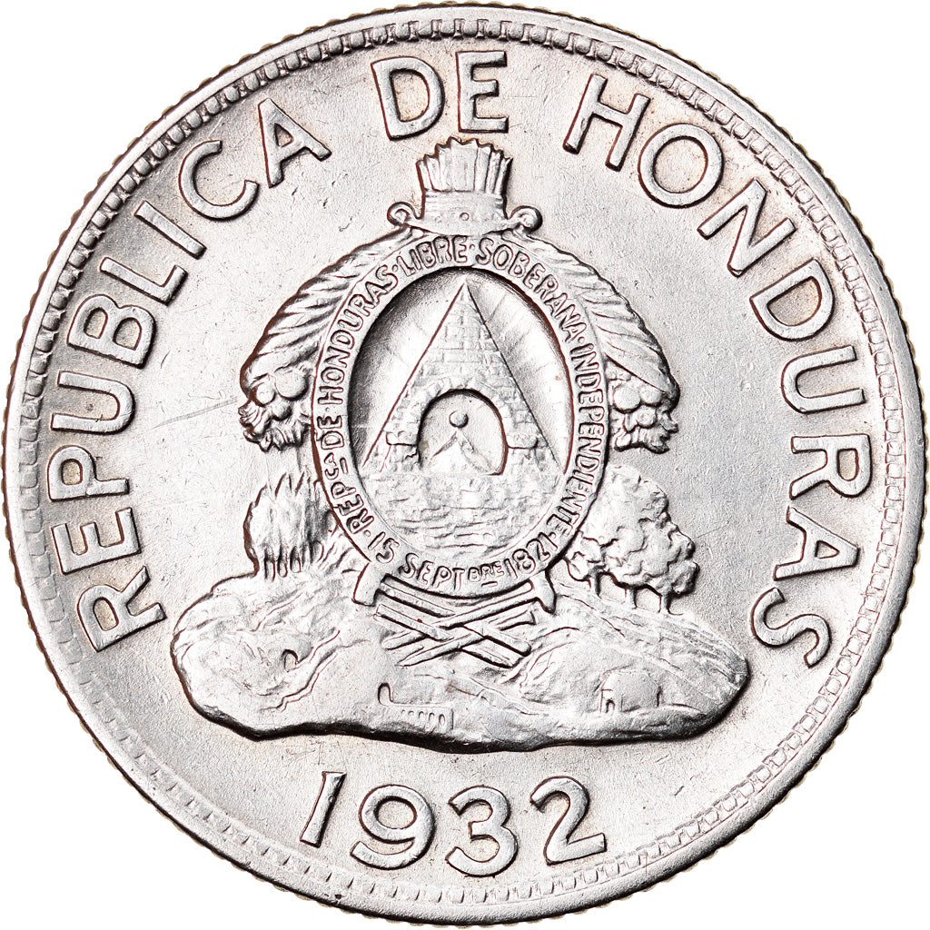 Moneda, Honduras, Lempira, 1932, Philadelphia, U.S.A., MBC, Plata, KM:75