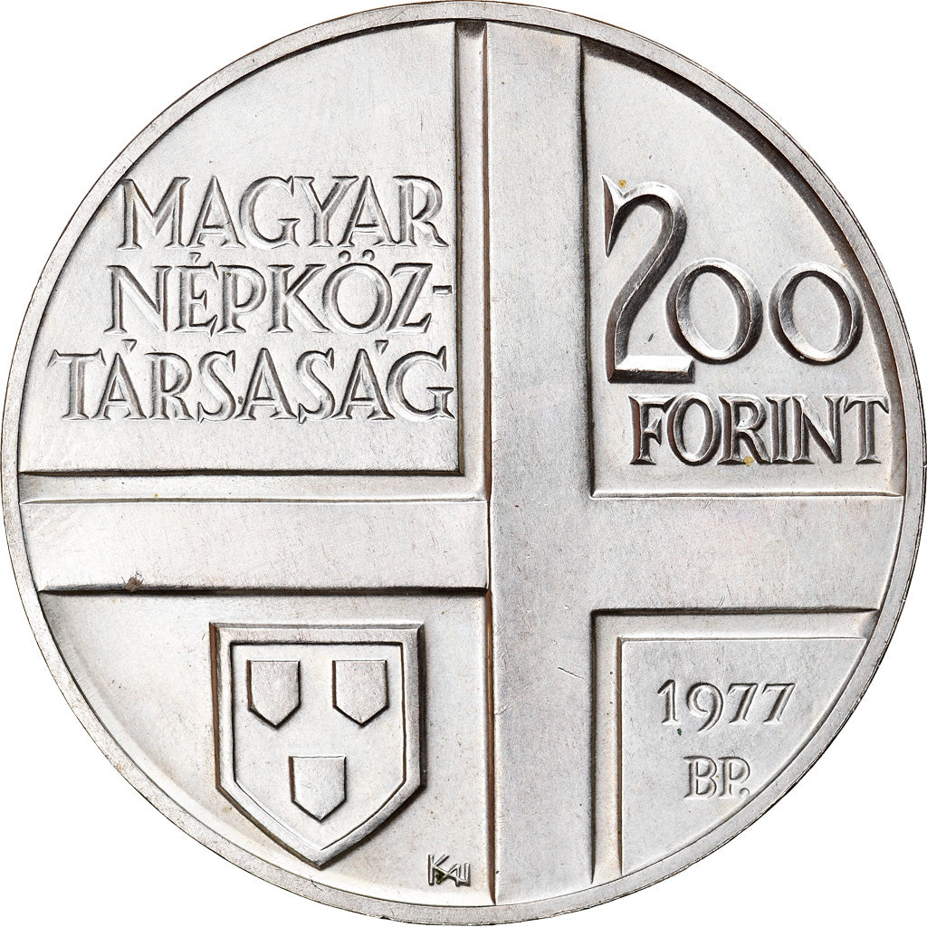 Coin, Hungary, 200 Forint, Ketszaz, 1977, MS(64), Silver, KM:610
