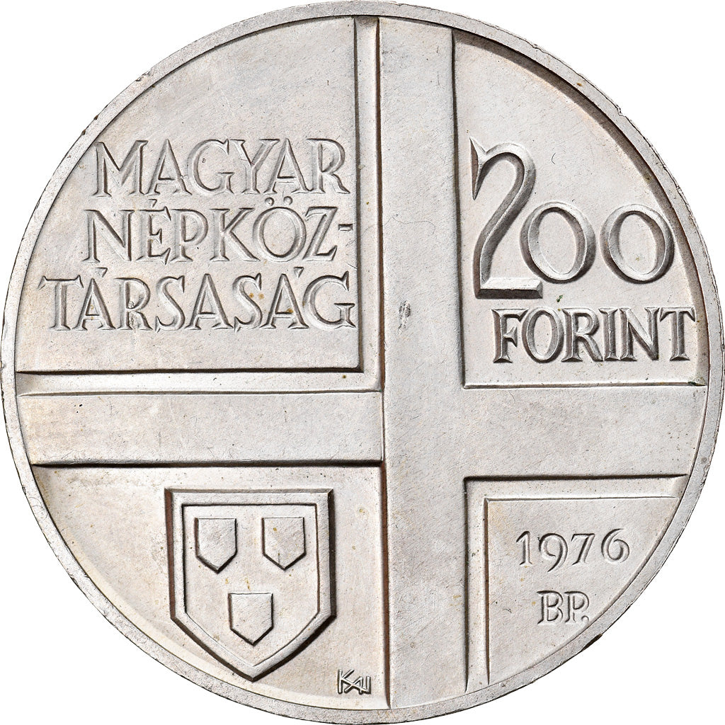 Coin, Hungary, 200 Forint, Ketszaz, 1976, Budapest, AU(55-58), Silver, KM:609