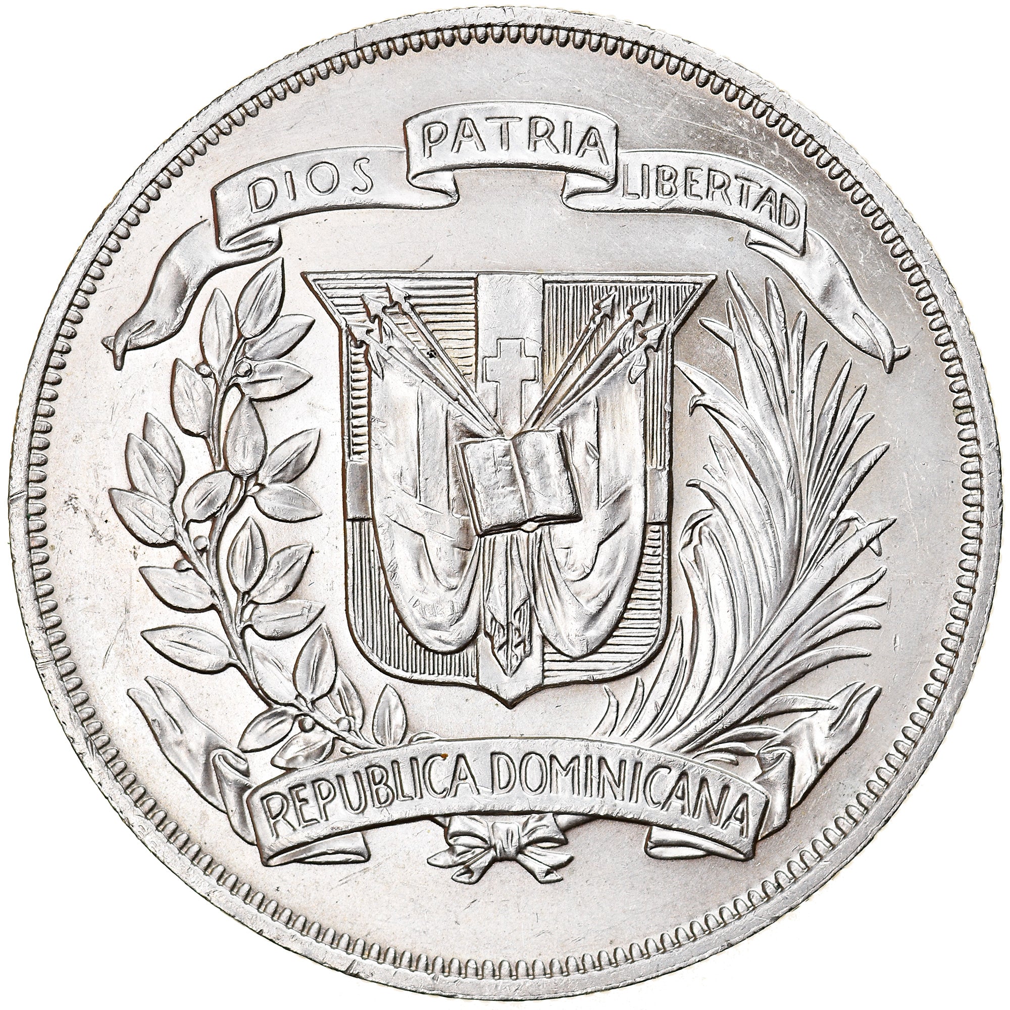 Coin, Dominican Republic, Peso, 1974, MS(63), Silver, KM:35