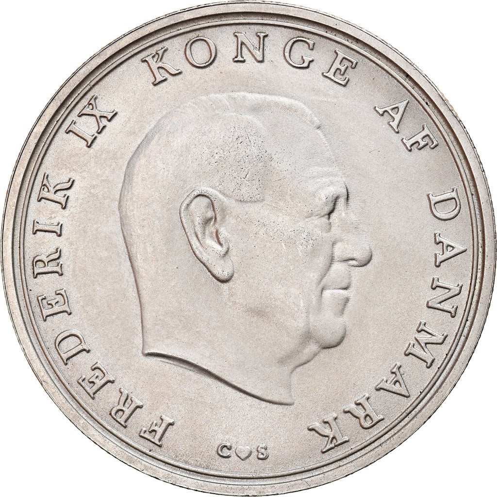 Coin, Denmark, Frederik IX, 10 Kroner, 1968, Copenhagen, MS(63), Silver, KM:857