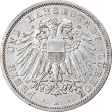 Coin, German States, LUBECK, 3 Mark, 1909, Berlin, EF(40-45), Silver, KM:215