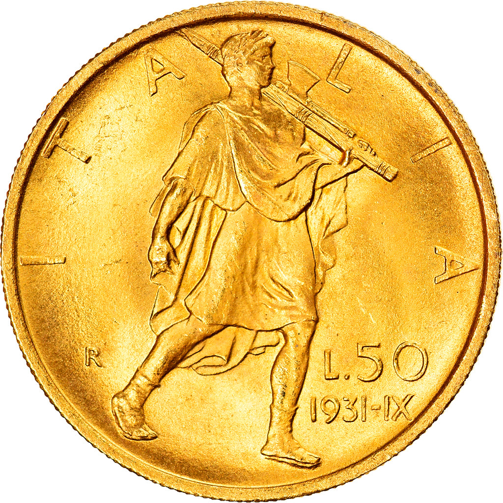 Coin, Italy, Vittorio Emanuele III, 50 Lire, 1931, Rome, MS(63), Gold, KM:71