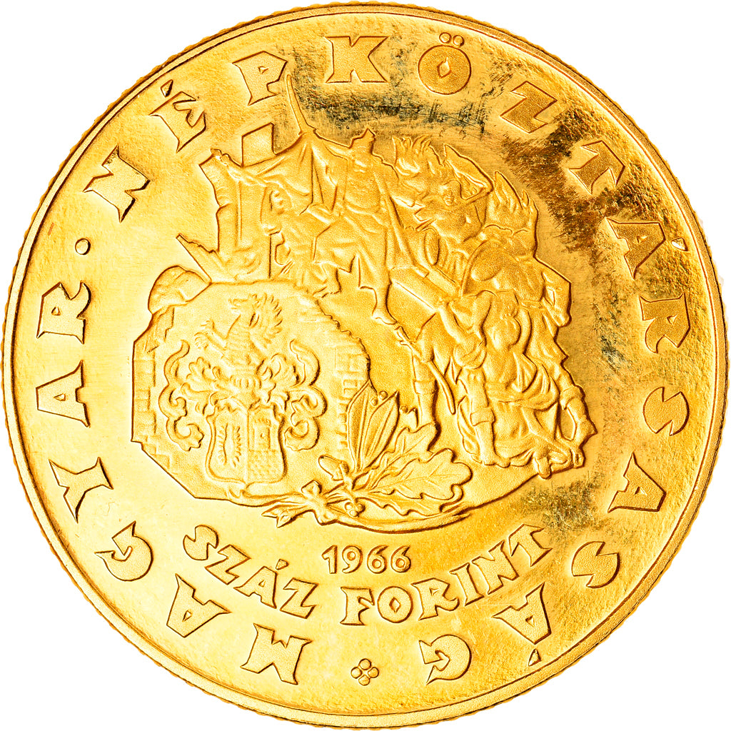 Moneda, Hungría, 100 Forint, Szaz, 1966, Budapest, SC, Oro, KM:569