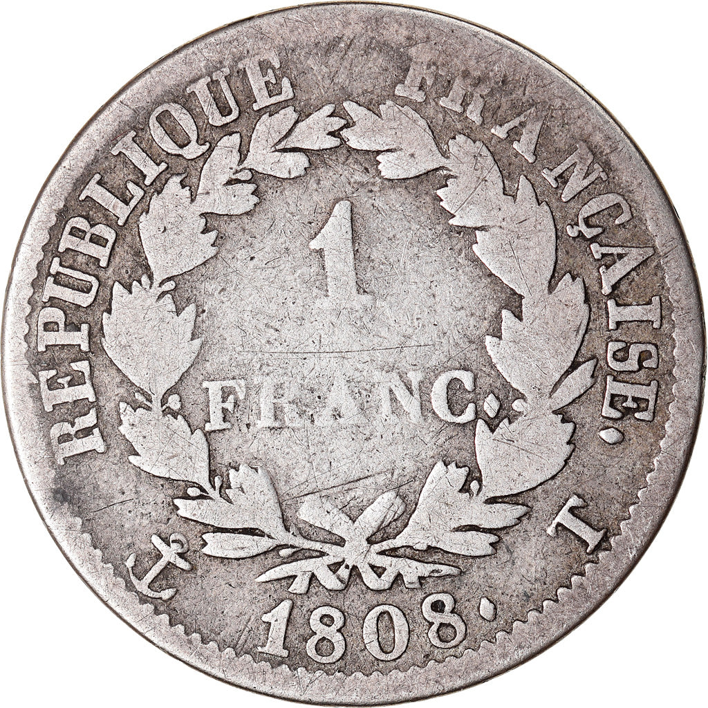 Coin, France, Napoléon I, Franc, 1808, Nantes, VF(20-25), Silver, KM:682.12