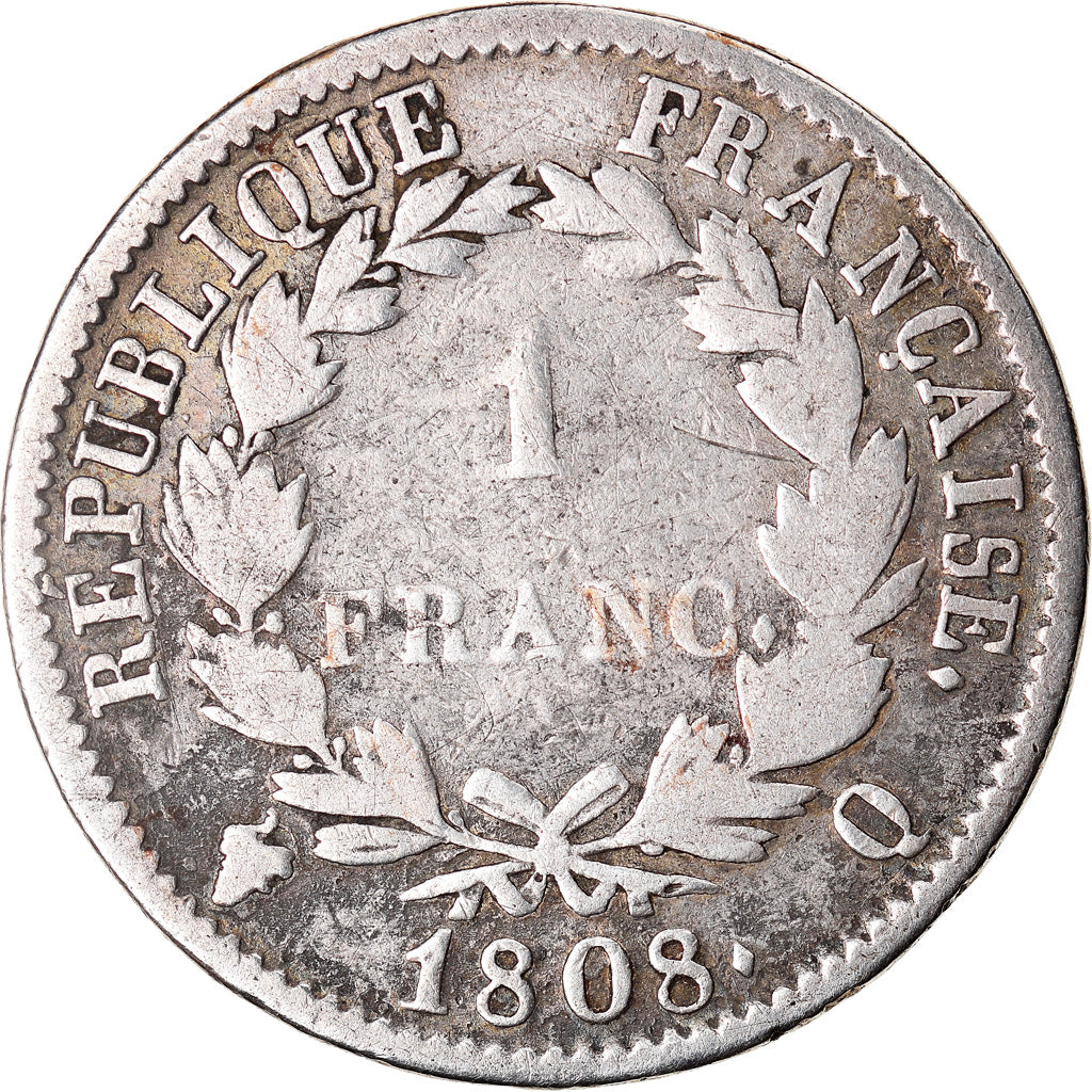 Münze, Frankreich, Napoléon I, Franc, 1808, Perpignan, S+, Silber, KM:682.11