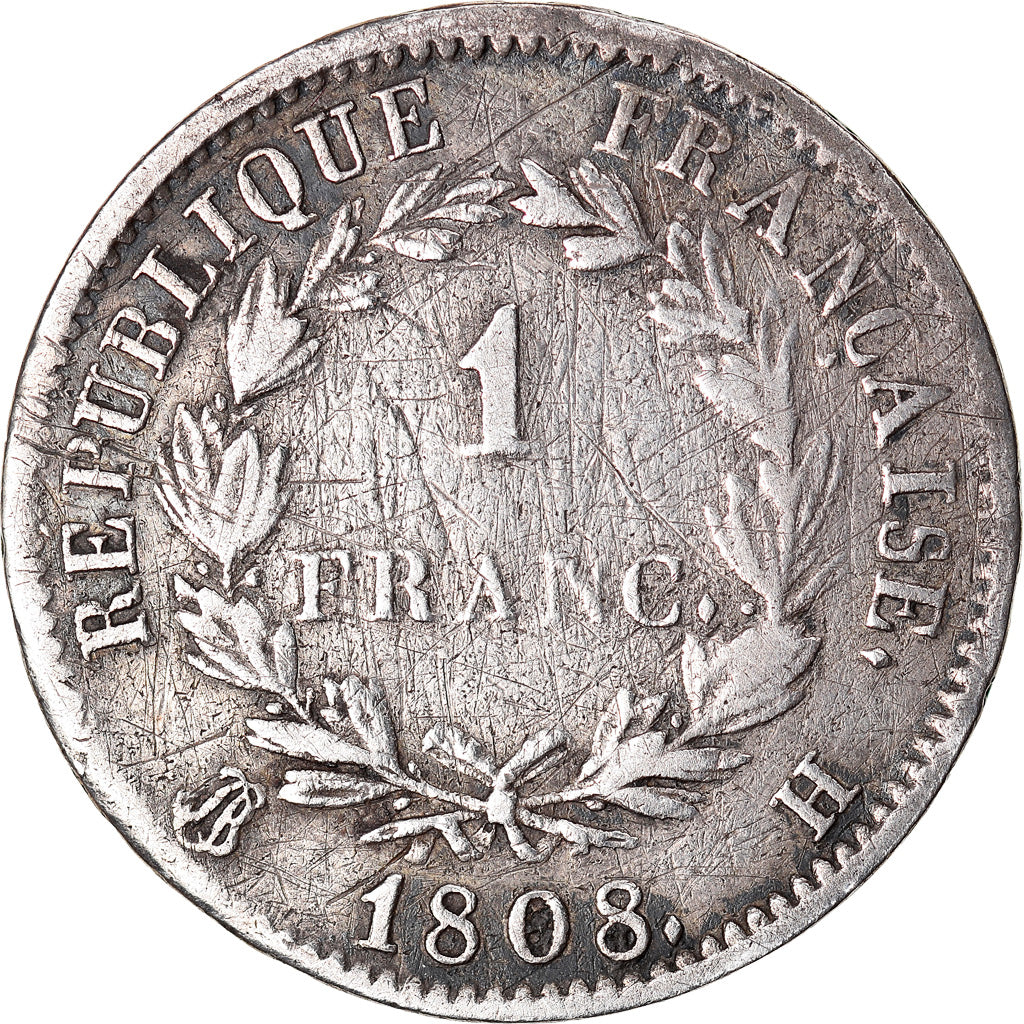 Moneta, Francia, Napoléon I, Franc, 1808, La Rochelle, BB, Argento, KM:682.5