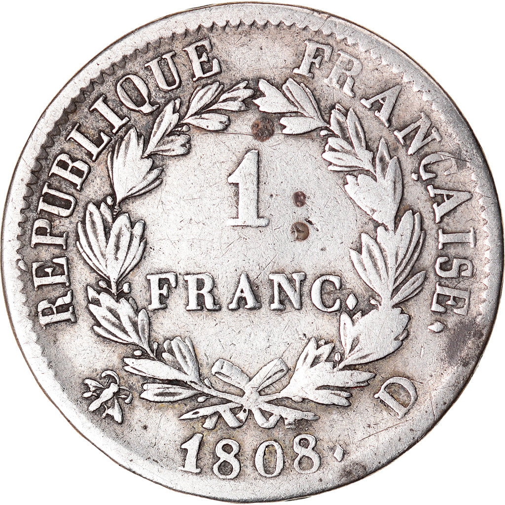 Coin, France, Napoléon I, Franc, 1808, Lyon, VF(20-25), Silver, KM:682.4