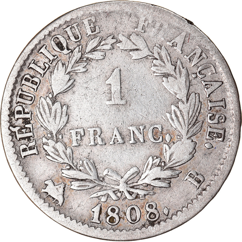 Coin, France, Napoléon I, Franc, 1808, Rouen, VF(30-35), Silver, KM:682.2