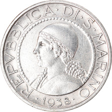 Coin, San Marino, 5 Lire, 1938, Rome, EF(40-45), Silver, KM:9