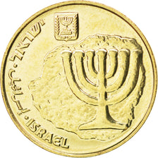 ISRAEL, 10 Agorot, 2009, KM #158, MS(63), Aluminum-Bronze, 22, 4.02