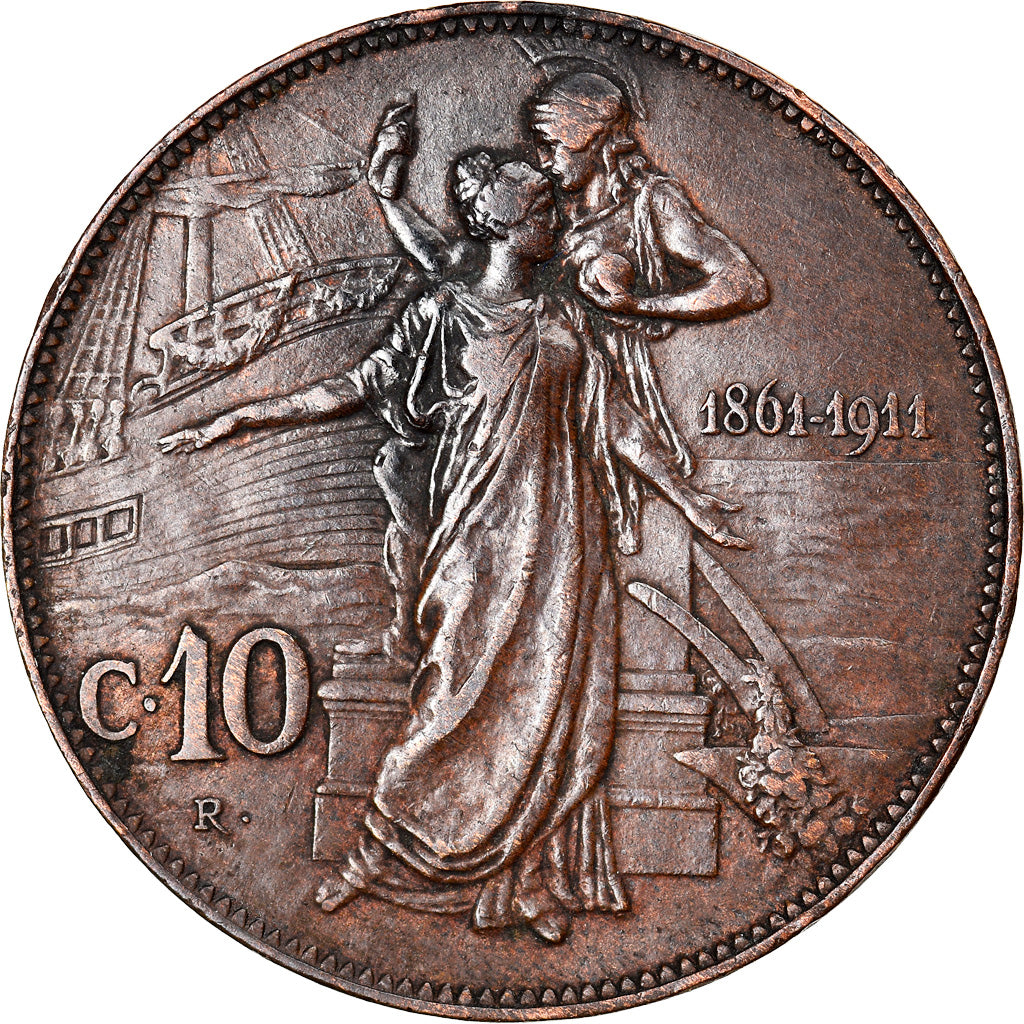 Coin, Italy, Vittorio Emanuele III, 10 Centesimi, 1911, Rome, EF(40-45), Bronze