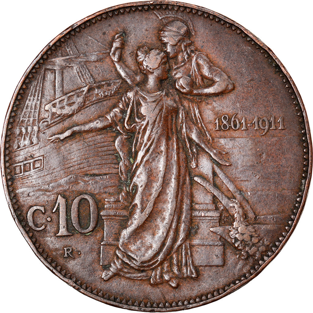 Moneta, Italia, Vittorio Emanuele III, 10 Centesimi, 1911, Rome, BB, Bronzo