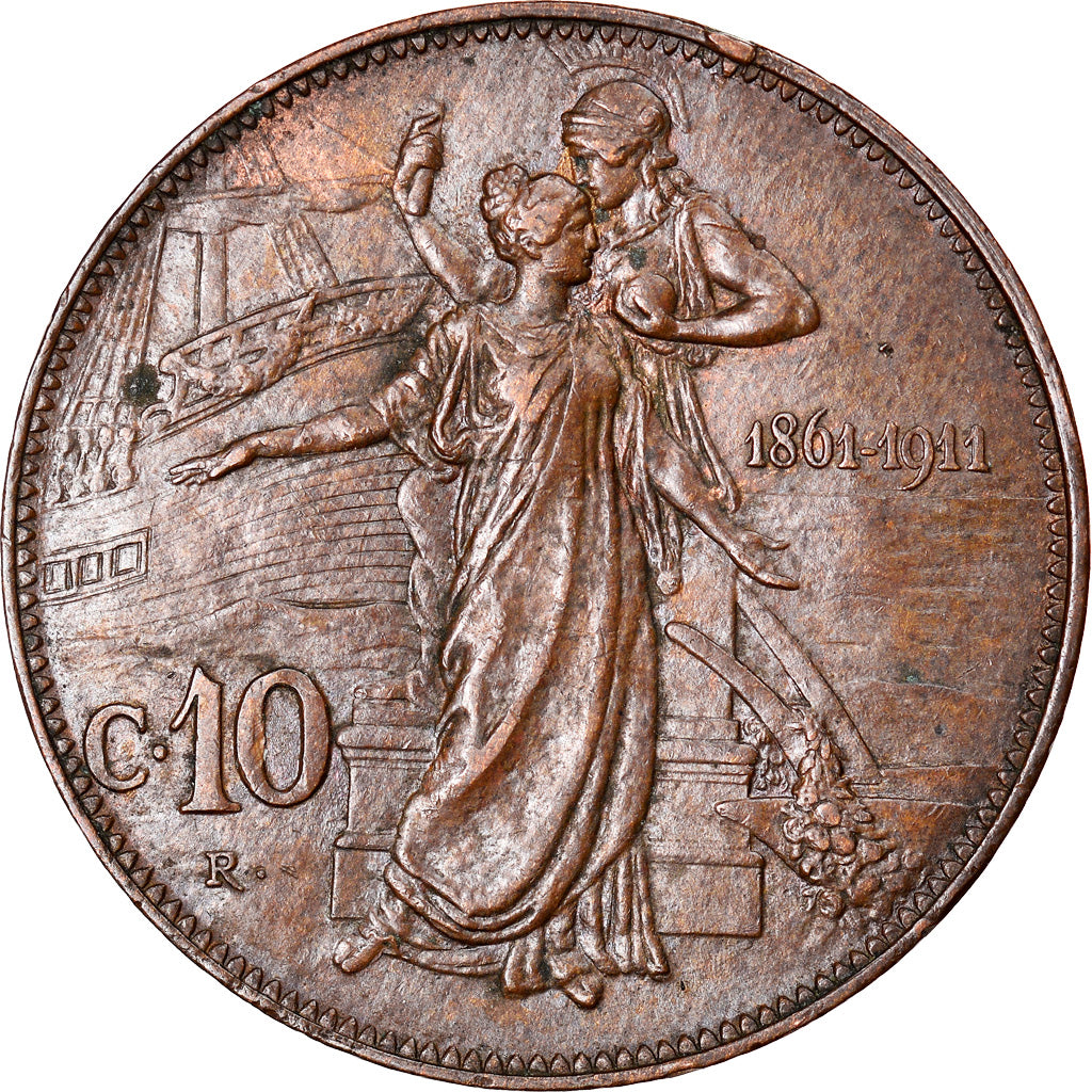 Coin, Italy, Vittorio Emanuele III, 10 Centesimi, 1911, Rome, AU(50-53), Bronze