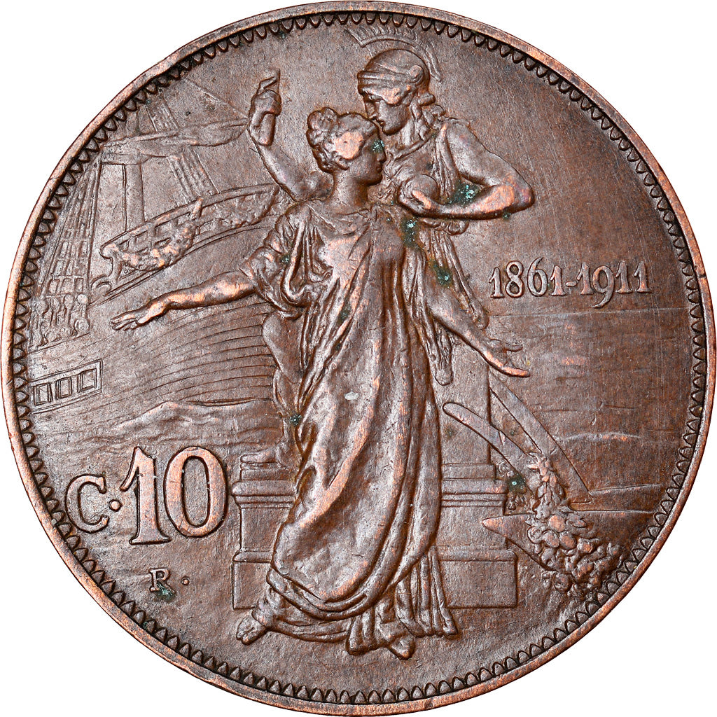 Coin, Italy, Vittorio Emanuele III, 10 Centesimi, 1911, Rome, AU(50-53), Bronze