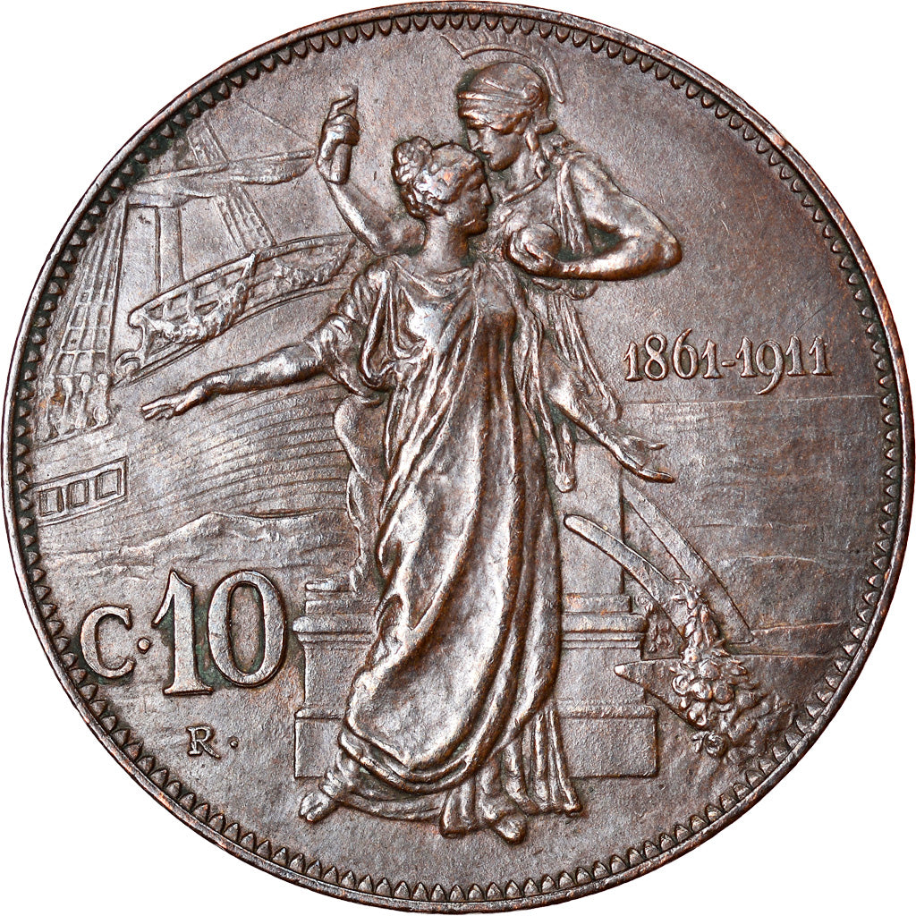 Moneta, Italia, Vittorio Emanuele III, 10 Centesimi, 1911, Rome, BB+, Bronzo
