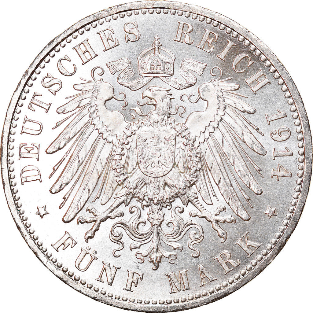 Coin, German States, PRUSSIA, Wilhelm II, 5 Mark, 1914, Berlin, MS(60-62)